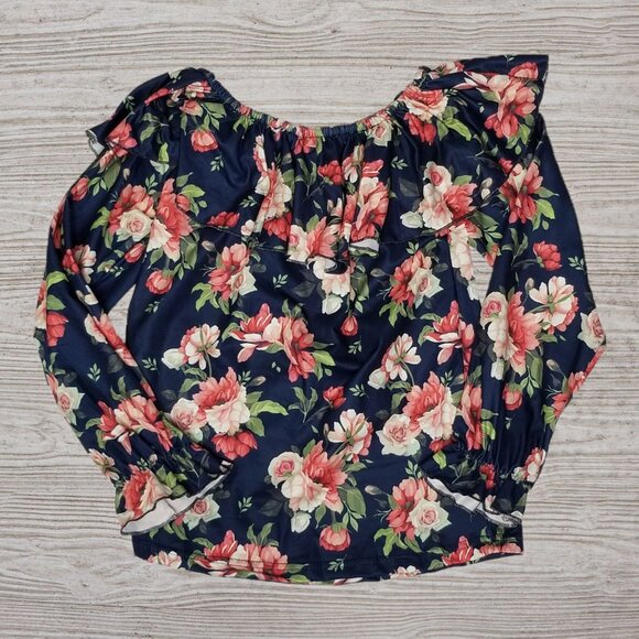 Girls Size 6 Floral Top Chambray Jogger Pants Outfit Set - Picture 3 of 5